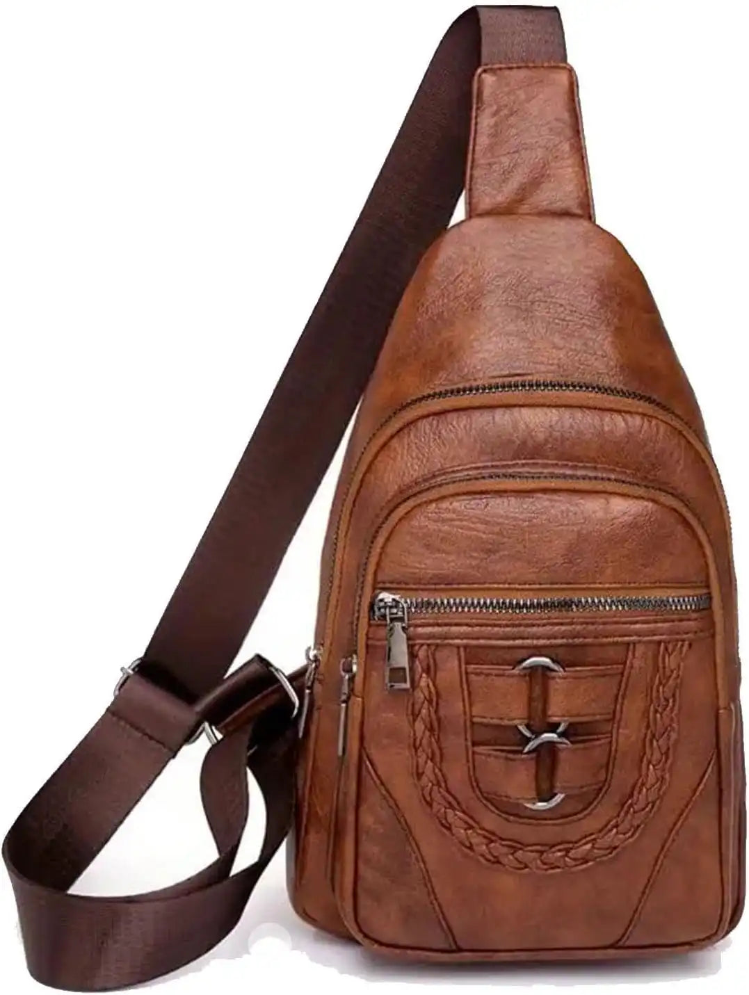 Lightweight vegan leather travel sling bag with 3 pockets – G8G
