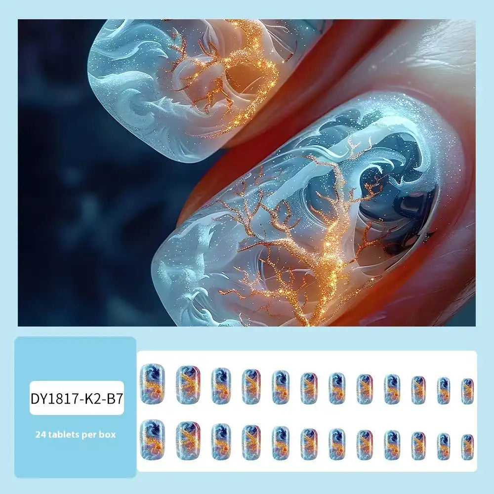 Stylish nail wrap in ice-blue with glossy finish