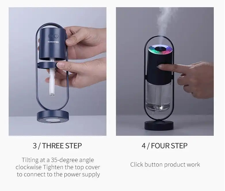 Device close-up showing mist output nozzle