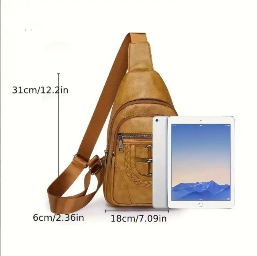 Close-up of vegan leather texture on travel sling bag – G8G