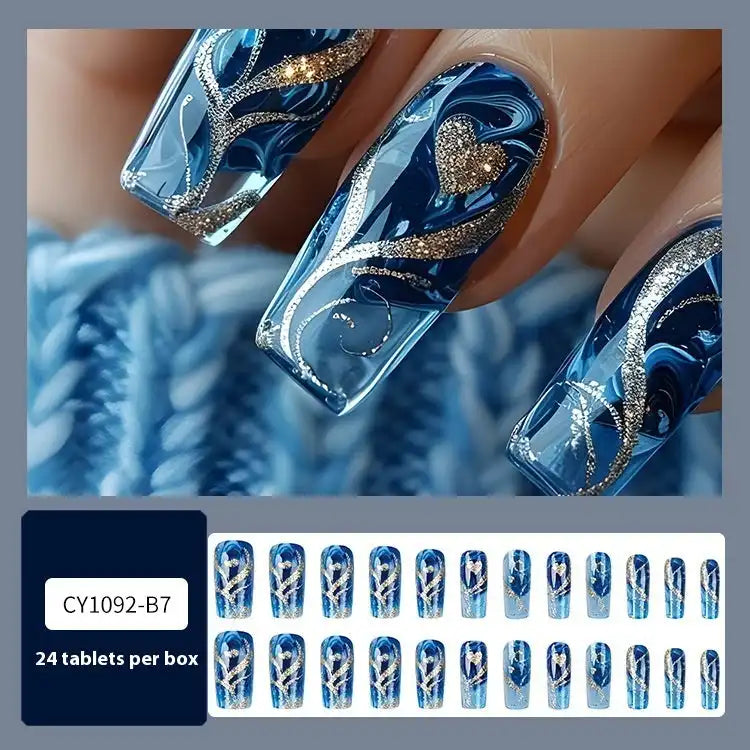 Aqua-themed nail accessory with holographic shine