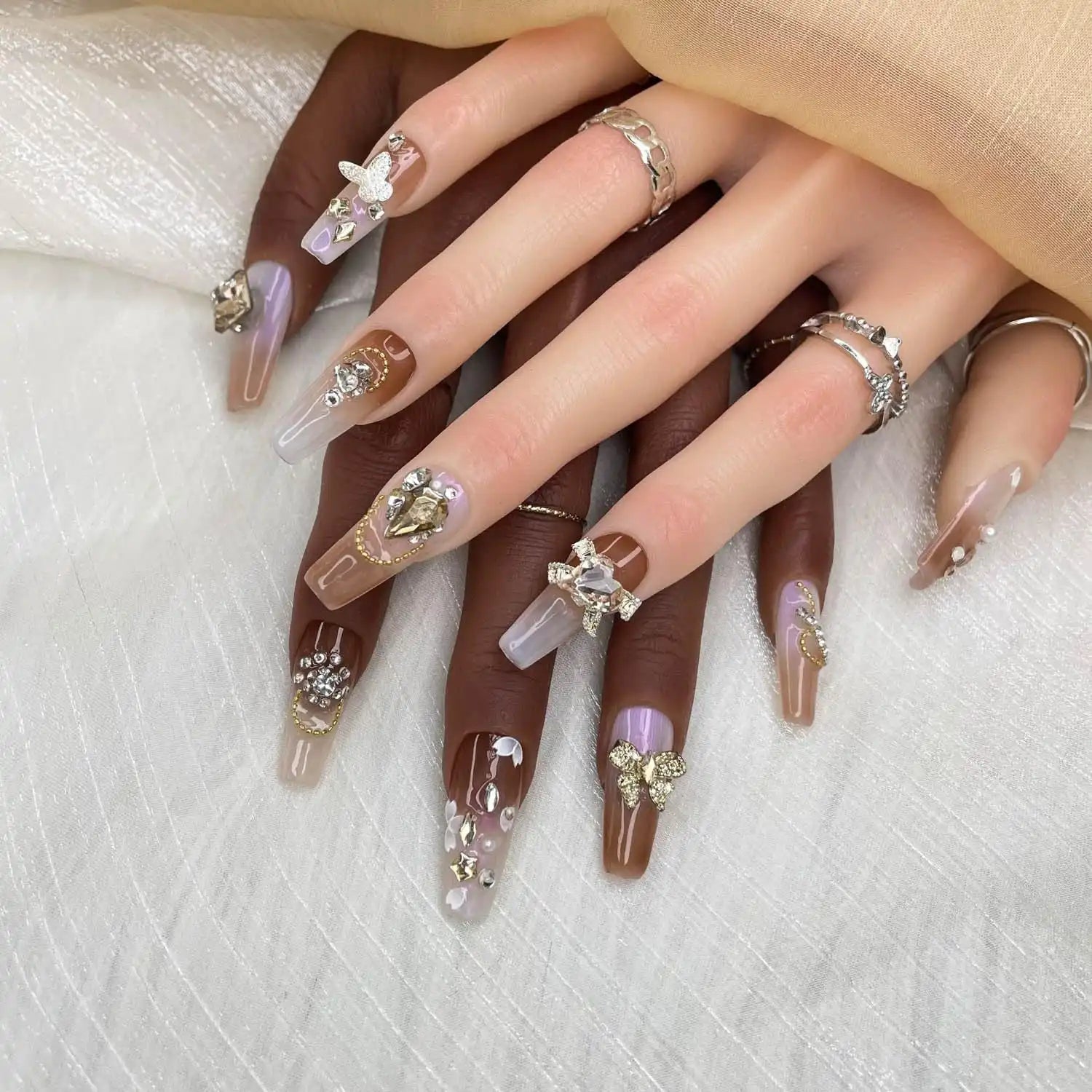 GlowNude press-on nails set with soft gel texture